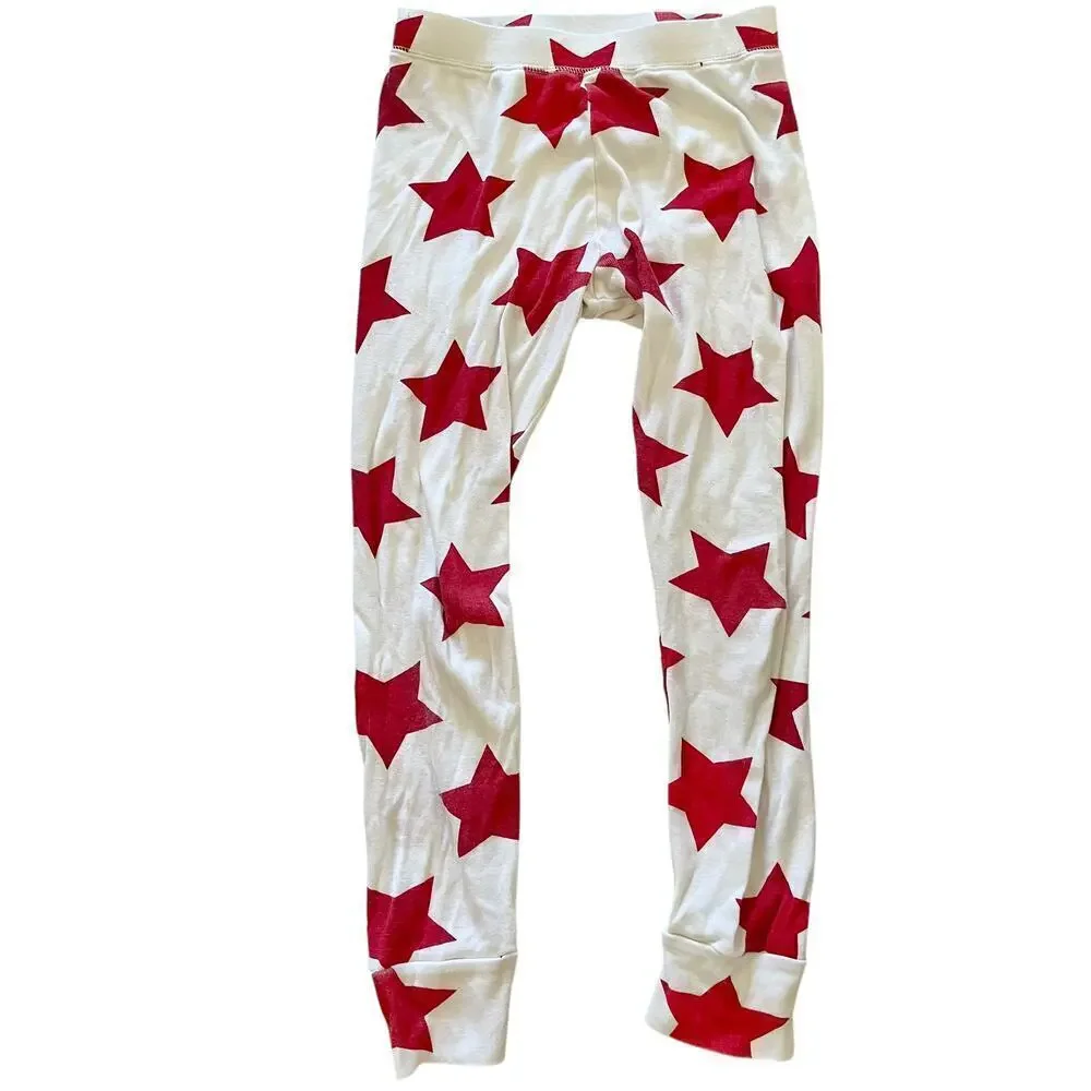 Gap Kids Red Star Two-Piece White Cotton Unisex Pajamas Youth Size 10